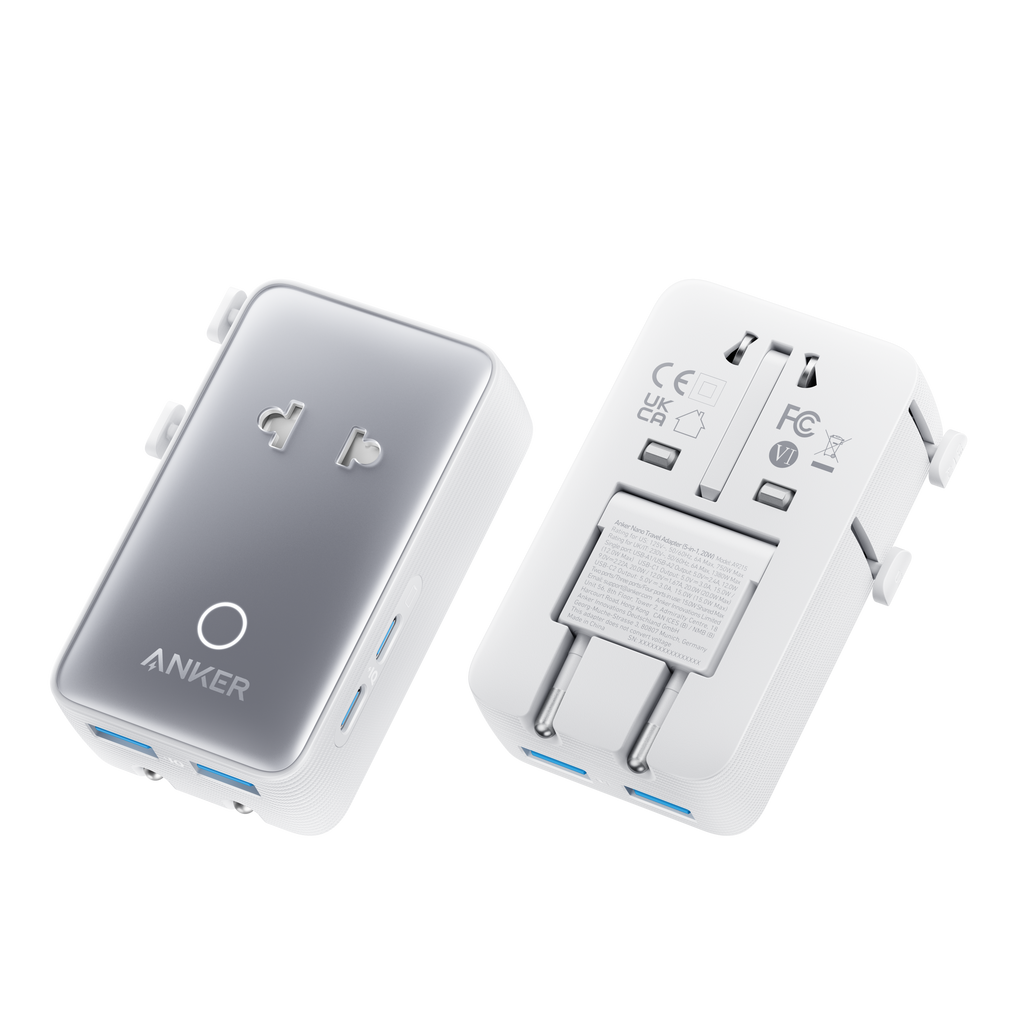 Anker Nano Travel Adapter – 5-in-1, 20W Fast Charging, Universal Plug